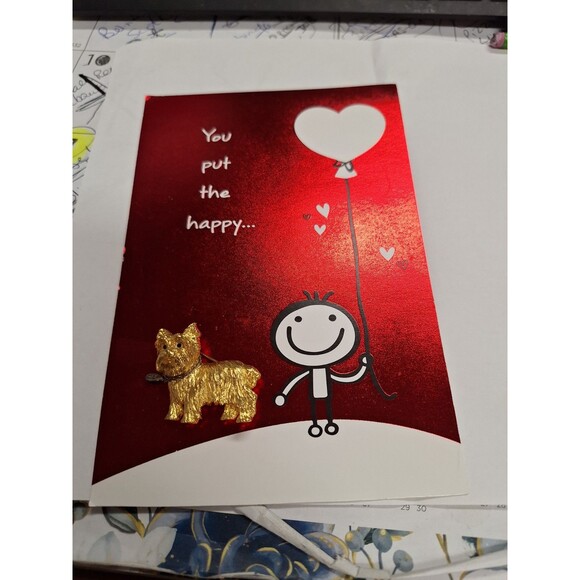 Joan Rivers Yorkshire Terrier Pin Brooch Yorkie Dog w/ Collar Gold-Toned Vintage - Picture 4 of 8